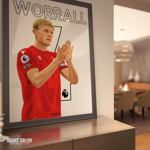 Joe Worrall Nottingham Forest club captain A0 print name number 4