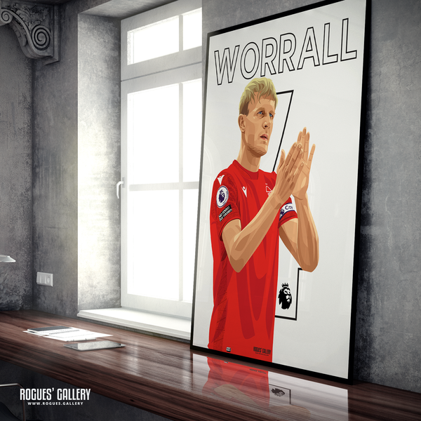 Joe Worrall Nottingham Forest club captain A1 print name number 4