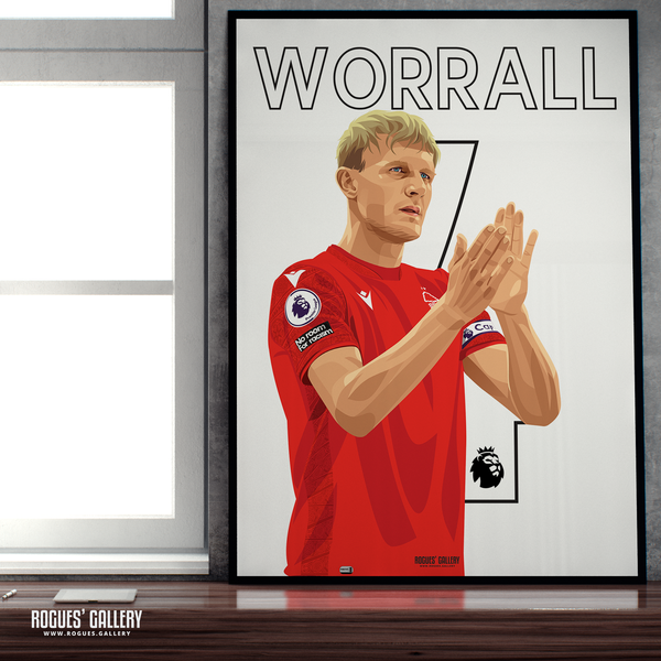 Joe Worrall Nottingham Forest club captain A2 print name number 4