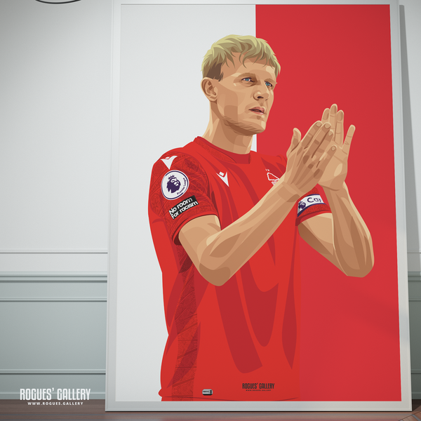 Joe Worrall Nottingham Forest club captain poster red white City Ground NFFC