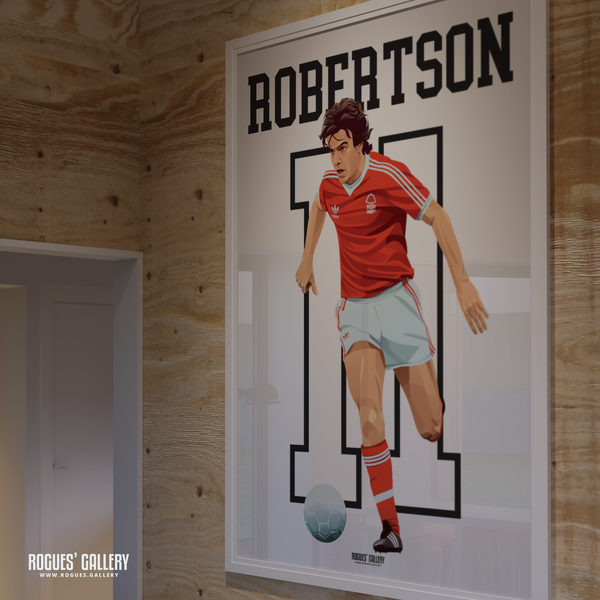 Robert Robertson Signed Nottingham Forest Poster memorabilia Robbo European Cup winger goal 