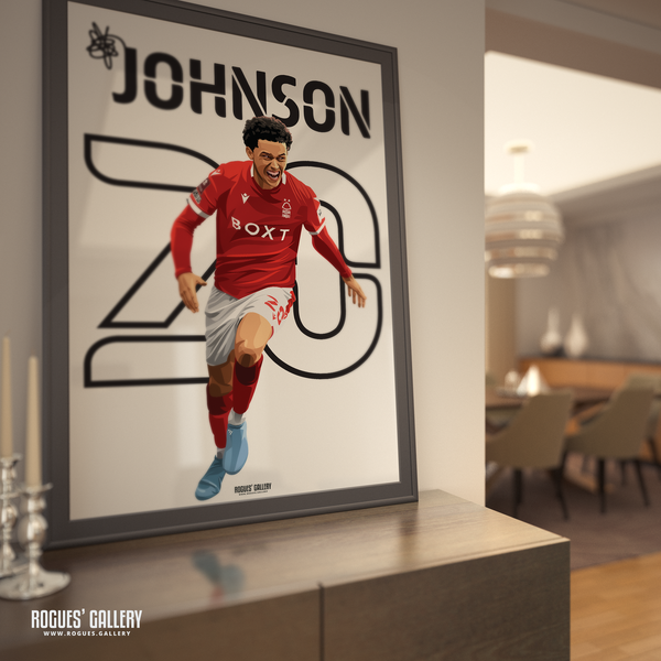 Brennan Johnson Nottingham Forest memorabilia forward poster name  number 20