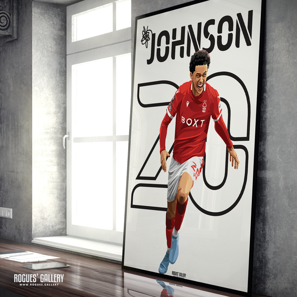 Brennan Johnson Nottingham Forest forward A1 print name  number 20