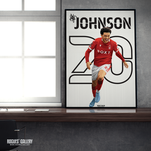 Brennan Johnson Nottingham Forest forward A2 print name  number 20