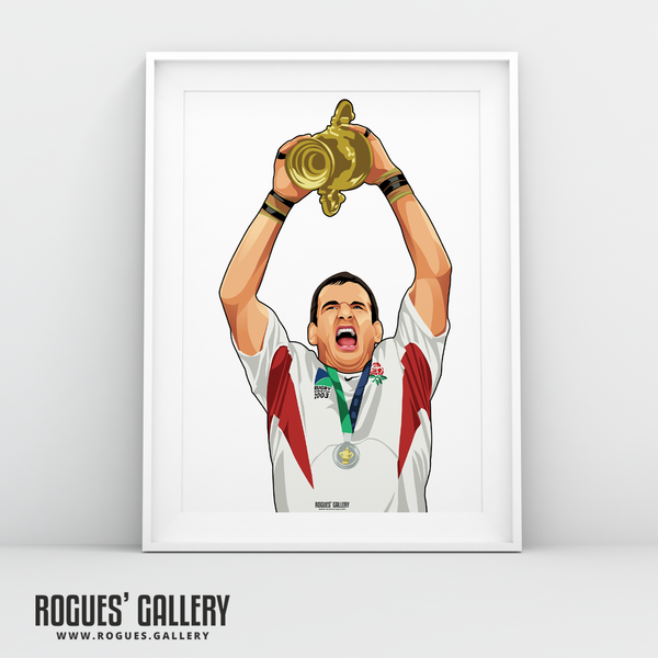 Martin Johnson England Rugby captain World Cup Winner 2003 art A3 print