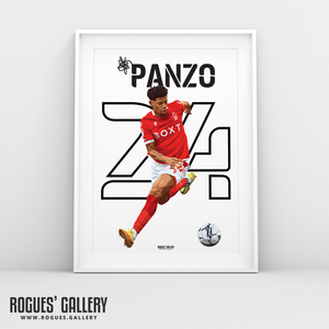 Jonathan Panzo Nottingham Forest defender Name Number A3 print