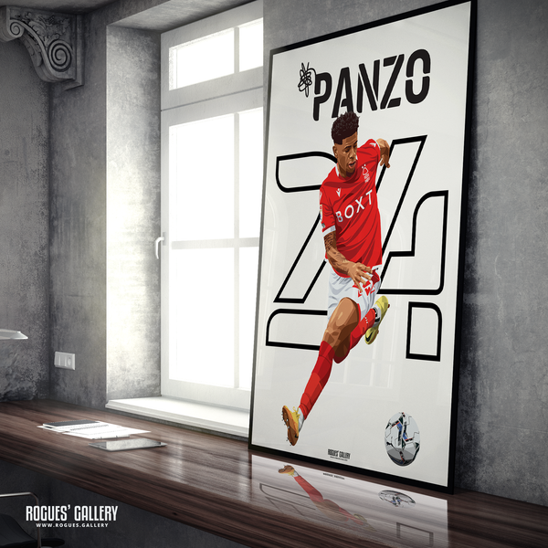 Jonathan Panzo Nottingham Forest defender Name Number A1 print