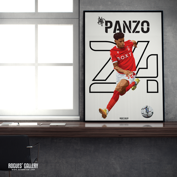 Jonathan Panzo Nottingham Forest defender Name Number A2 print