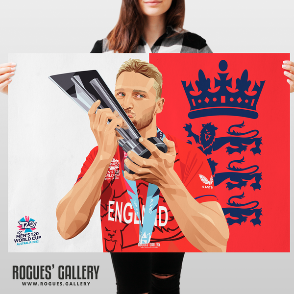 Jos Buttler signed England Cricket poster T20 World Cup 2022 memorabilia Champions