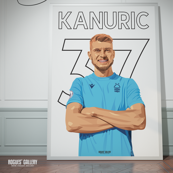 Adnan Kanuric Nottingham Forest signed memorabilia poster name & number 