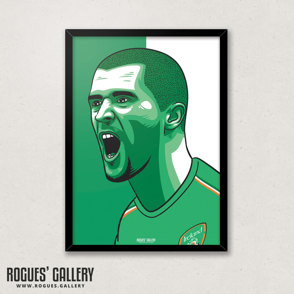 Roy Keane shouting Eire Ireland midfielder captain A3 print edits art