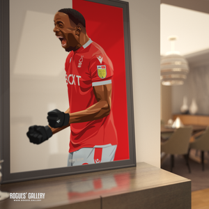 Keinan Davis Nottingham Forest memorabilia signed striker icon poster