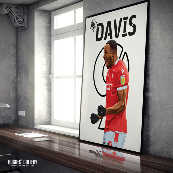 Keinan Davis Nottingham Forest striker name and number 9 A1 print 