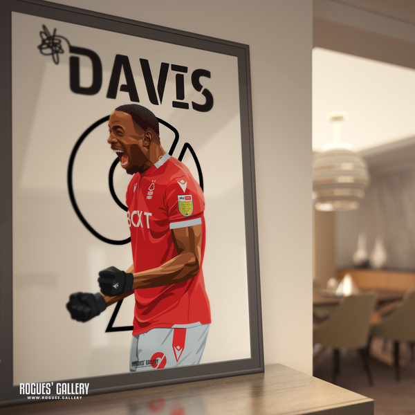 Keinan Davis Nottingham Forest striker name and number 9 A0 print 