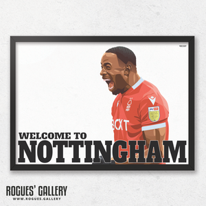 Keinan Davis Welcome To Nottingham Forest A3 print