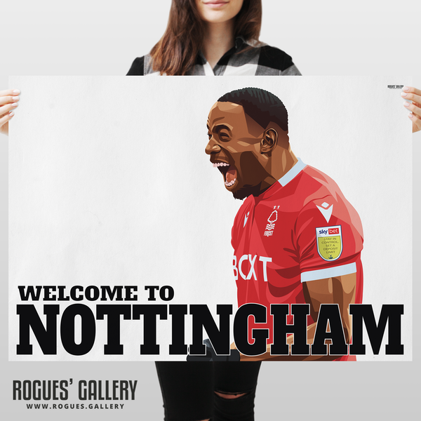 Keinan Davis signed rare memorabilia Welcome To Nottingham Forest poster