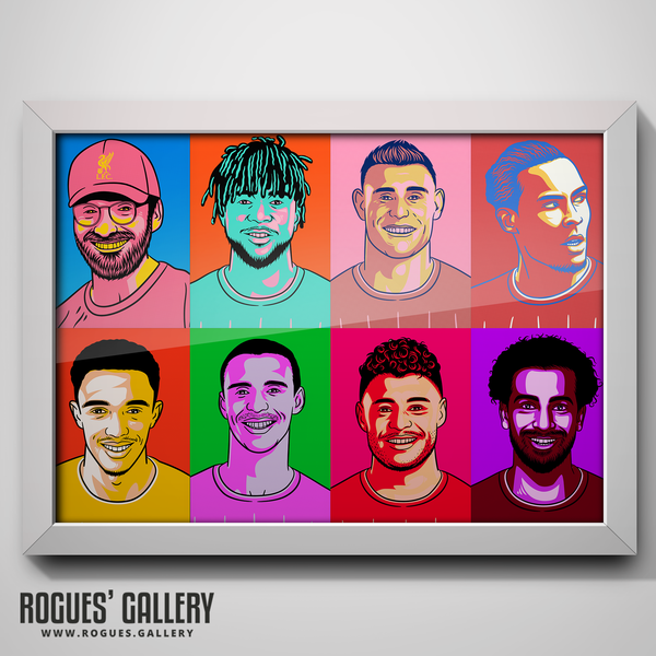 Liverpool FC Premier League Champions 2020 Pop Art Print sets Klopp Origi Milner Van Dijk Trent Alexander-Arnold Matip Oxlad-Chamberlain Mo Salah A0 edit