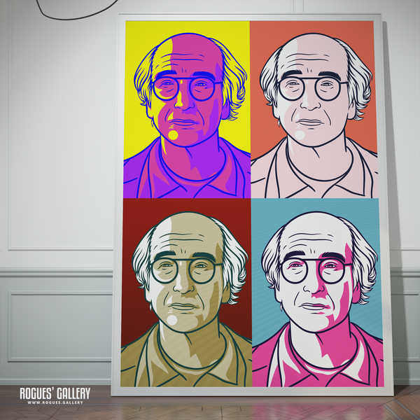 Larry David Curb Your Enthusiasm Stare large Bright Pop Art poster signed autograph