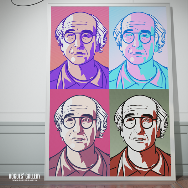 Larry David Curb Your Enthusiasm Stare large Muted Pop Art poster signed autograph