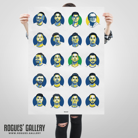 Leeds United 2019-2020 Squad Elland Road A1 art print design