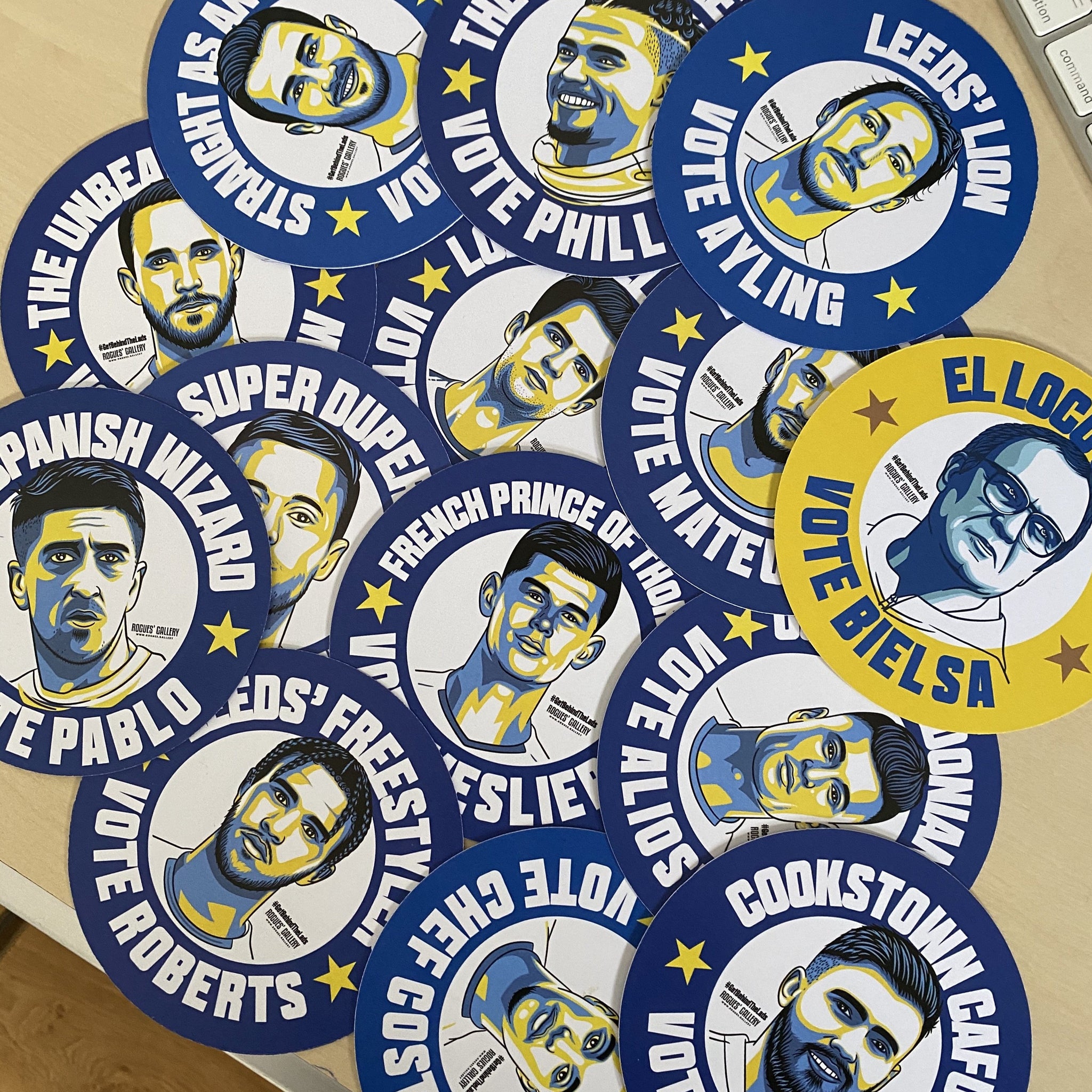 Leeds United SPECIAL BUNDLE #GetBehindTheLads Football Campaign Stickers or beer mats