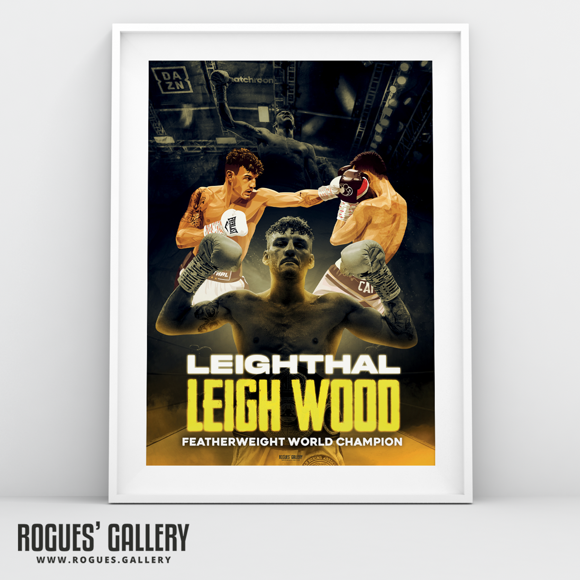 Leigh Wood Leighthal Boxer boxing memorabilia Featherweight World Champion Nottingham art DAZN A3 print