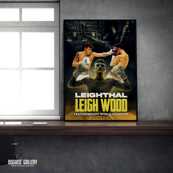 Leigh Wood Leighthal Boxer boxing memorabilia Featherweight World Champion Nottingham art DAZN A2 print