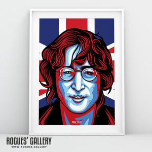 John Lennon Solo Imagine glasses modern art design Union Jack A3 art print shot
