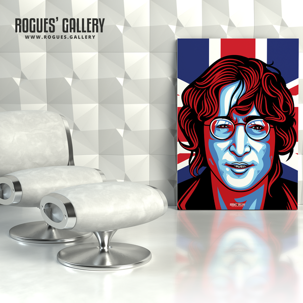 John Lennon Solo Imagine glasses modern art design Union Jack A1 large print poster