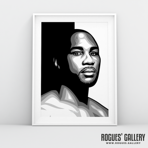 Lennox Lewis portrait British boxer World heavyweight Champion A3 print black & white signed rare autograph
