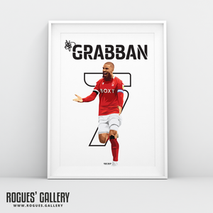 Lewis Grabban Nottingham Forest signed memorabilia A3 print captain name number 