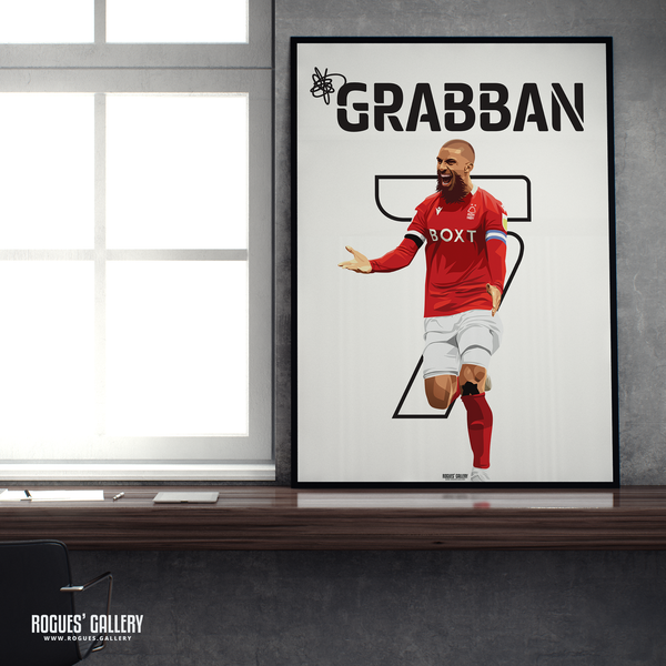 Lewis Grabban Nottingham Forest signed memorabilia A2 print captain name number 