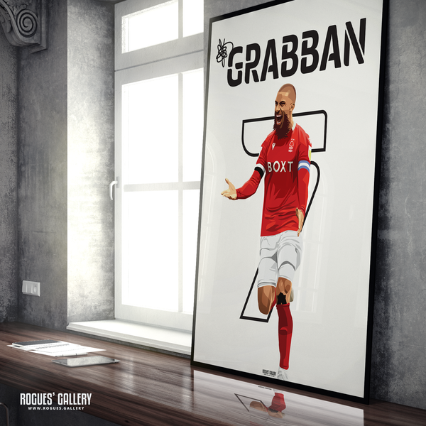 Lewis Grabban Nottingham Forest signed memorabilia A1 print captain name number 