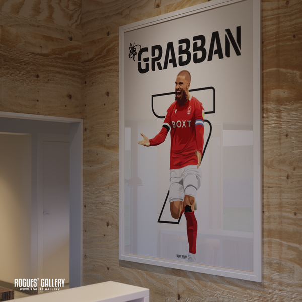 Lewis Grabban Nottingham Forest signed memorabilia A0 print captain name number 