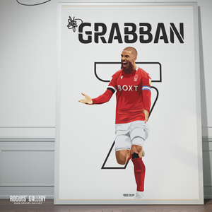 Lewis Grabban striker Nottingham Forest memorabilia poster captain name number 