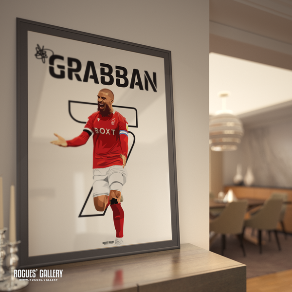 Lewis Grabban striker Nottingham Forest memorabilia poster rare nffc captain name number 