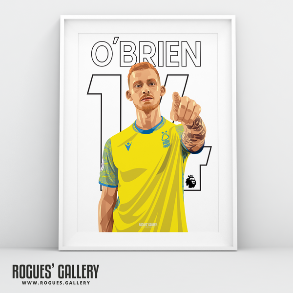 Lewis O'Brien Nottingham Forest midfield A3 print City Ground