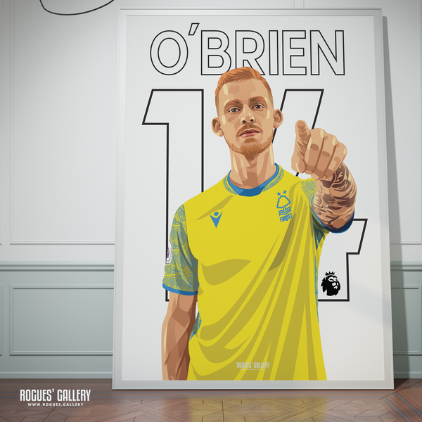 Lewis O'Brien - Nottingham Forest - Signed A3 Name & Number Prints