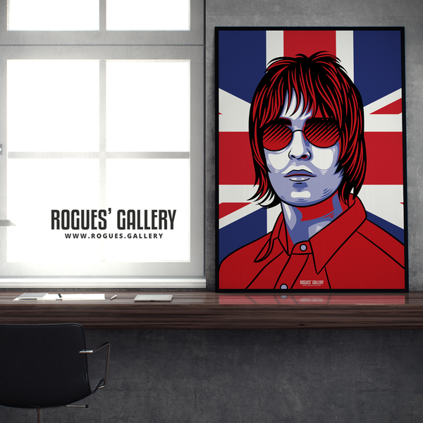 Liam Gallagher Oasis Union Jack art print rock poster edit A1  desk framed limited edition
