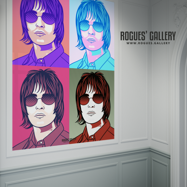 Liam Gallagher Oasis pop art print rock poster edit A1 poster split
