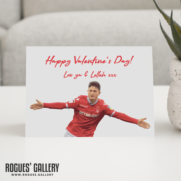 Joe Lolley Valentine's Day Card Lolleh NFFC Nottingham Forest City Ground