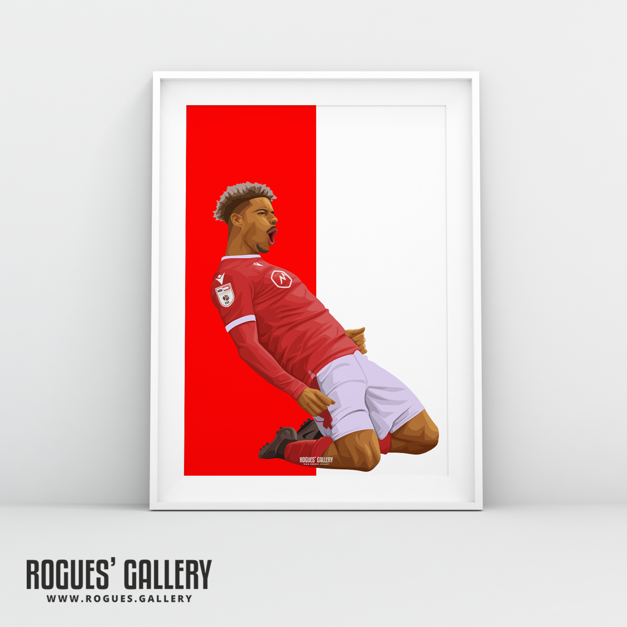 Lyle Taylor Nottingham Forest City Ground striker goals A3 red white icon print edit portrait