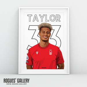 Lyle Taylor - Nottingham Forest - A0, A1, A2 or A3 Premier League Name & Number Prints