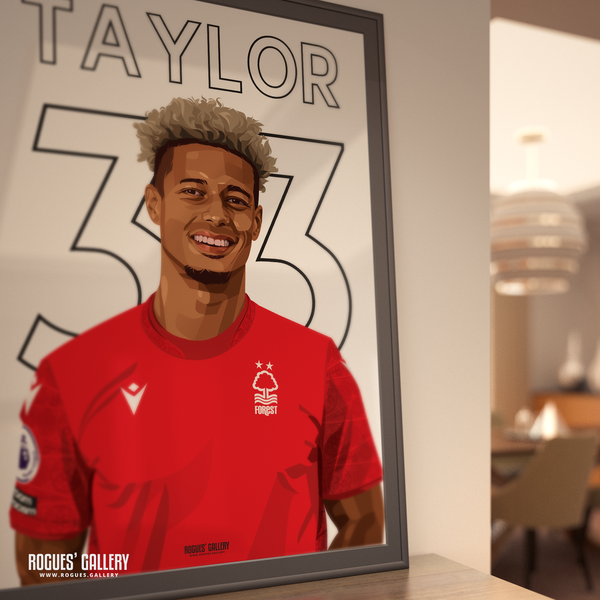 Lyle Taylor - Nottingham Forest - Signed A3 Premier League Name & Number Prints