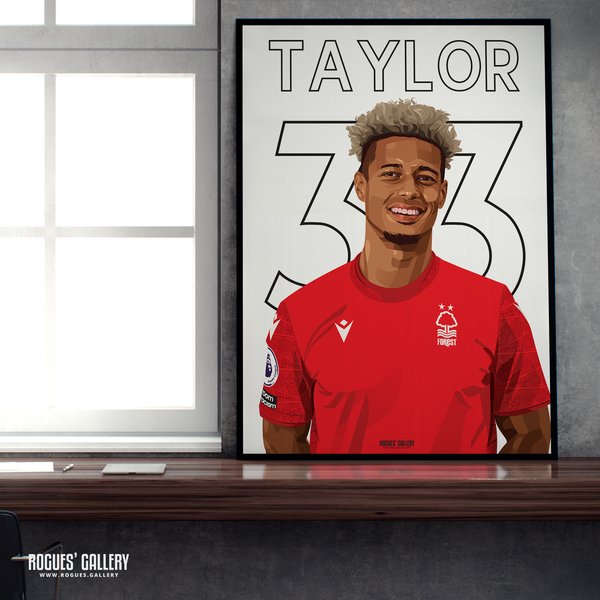Lyle Taylor - Nottingham Forest - Signed A3 Premier League Name & Number Prints