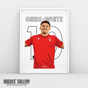 Morgan Gibbs White Nottingham Forest midfielder A3 print