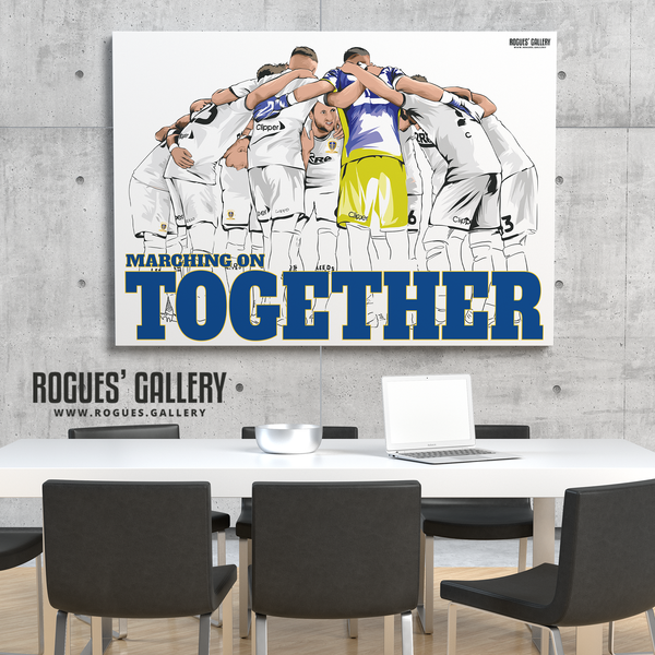 Leeds United LUFC Marching On Together Print poster A0 poster champions huddle