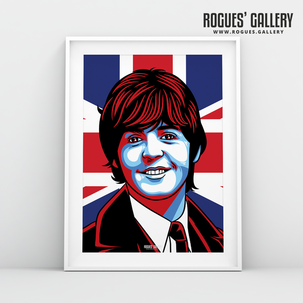Paul McCartney The Beatles young A3 art print union jack mop top