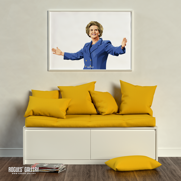 Margaret Thatcher UK PM Woman first Tory edit A2 art print blue Conservative