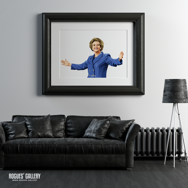 Margaret Thatcher UK PM Woman first Tory edit A1 art print blue Conservative